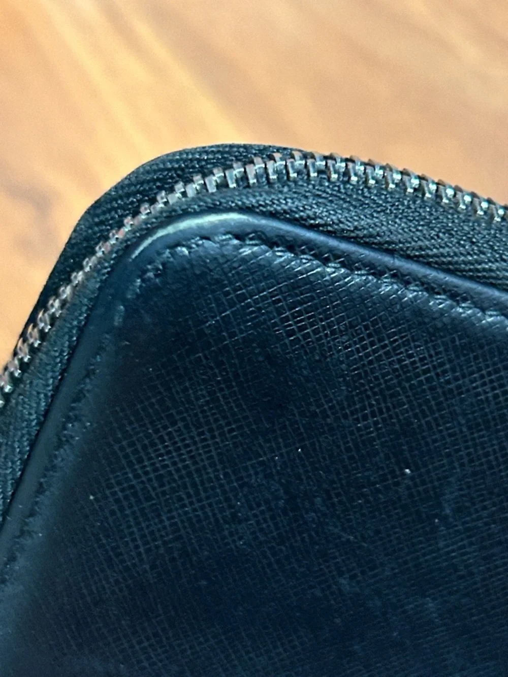 Authentic Prada Black Saffiano Zip Wallet / Coin Case